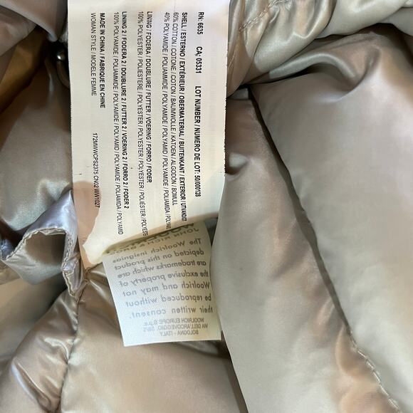 Woolrich Duck Down Puffer Jacket Womens Size‎ XL Cream Hooded Zip Up Pockets - Picture 12 of 16